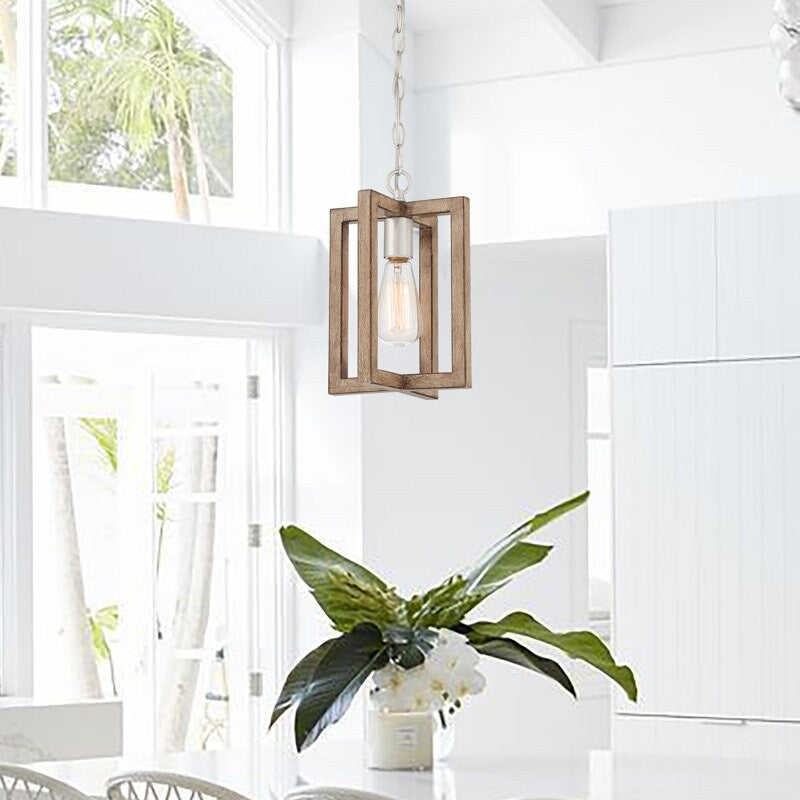 Modern Farmhouse 1-light Geometric Kitchen Island Pendant Lighting - 8 in. D
