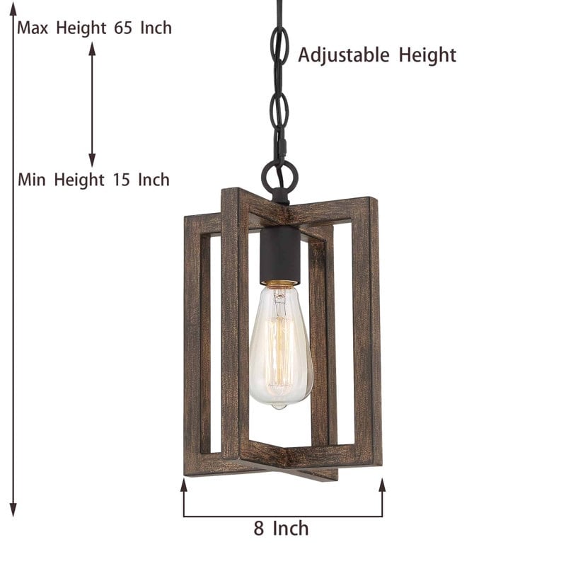 Modern Farmhouse 1-light Geometric Kitchen Island Pendant Lighting - 8 in. D