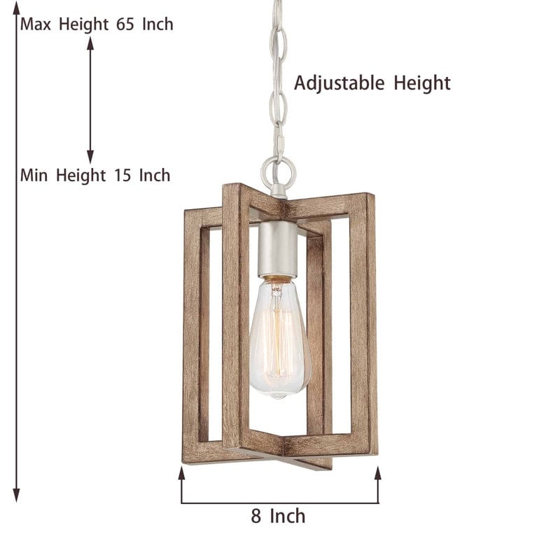 Modern Farmhouse 1-light Geometric Kitchen Island Pendant Lighting - 8 in. D