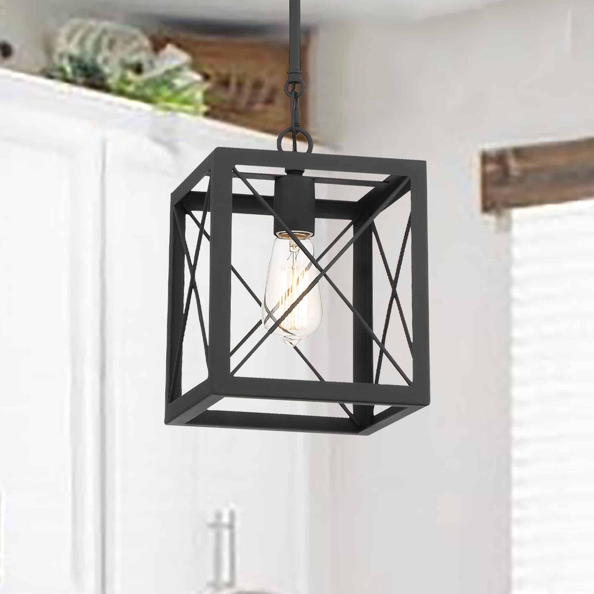 Kiro 1-light Modern Farmhouse Rectangle Pendant Light with UL Certified - N/A