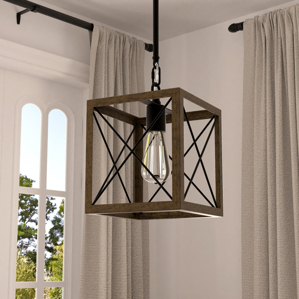 Kiro 1-light Modern Farmhouse Rectangle Pendant Light with UL Certified - N/A