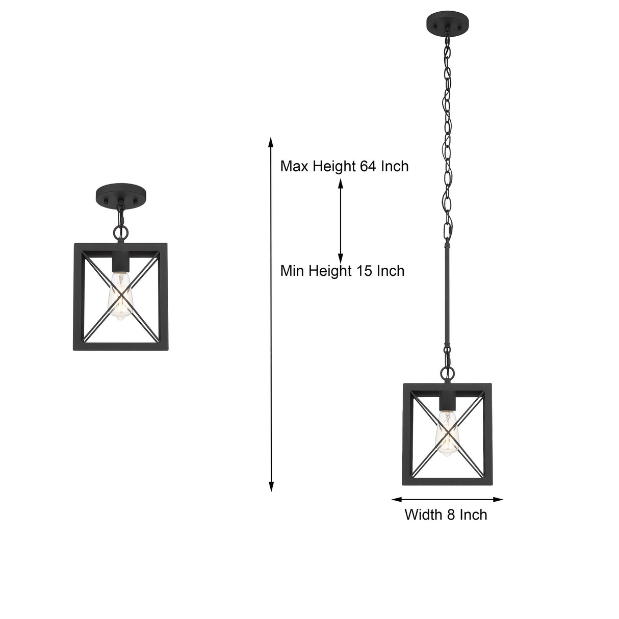 Kiro 1-light Modern Farmhouse Rectangle Pendant Light with UL Certified - N/A