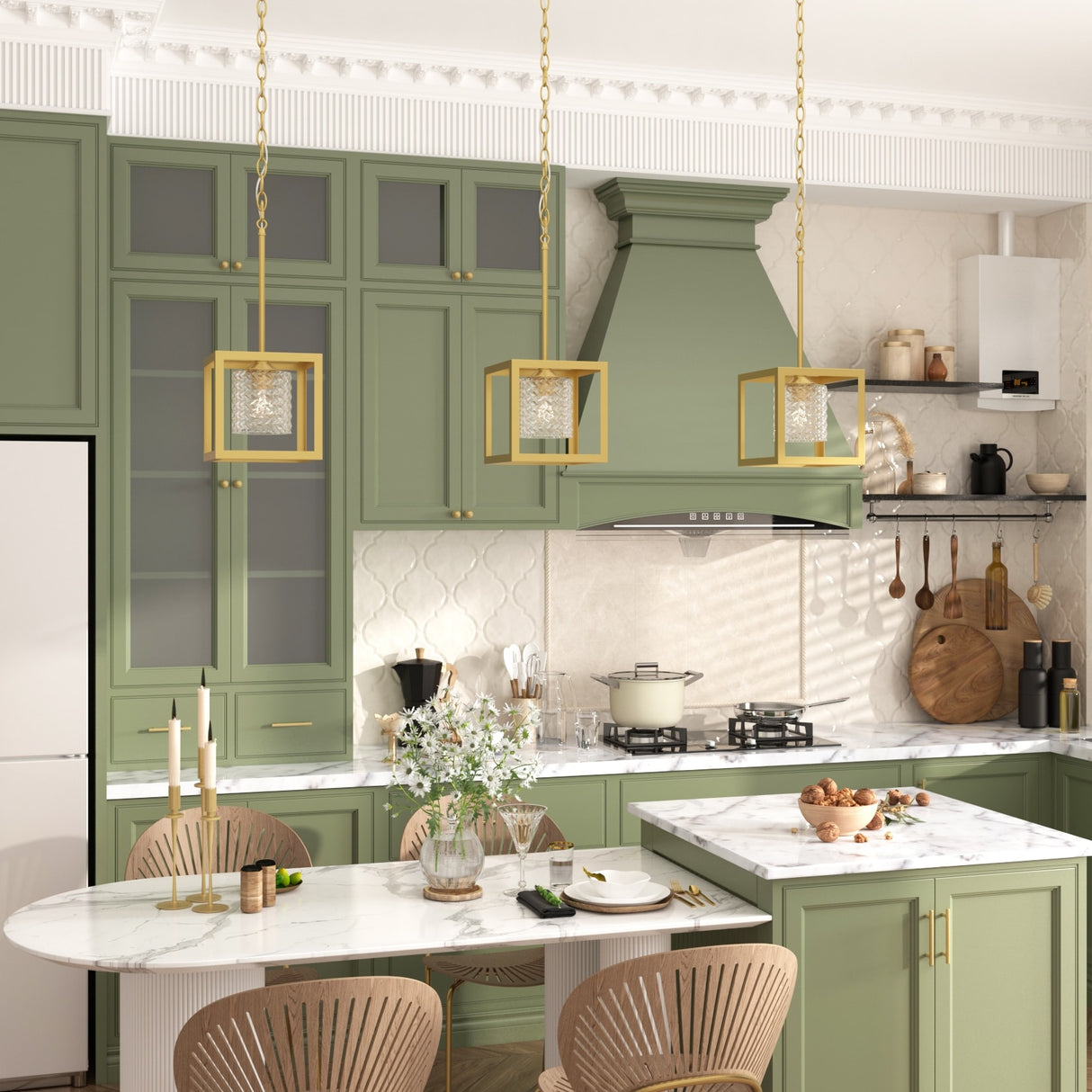Moulins 1-light Modern Glam Crystal Geometric Kitchen Island Pendant Light