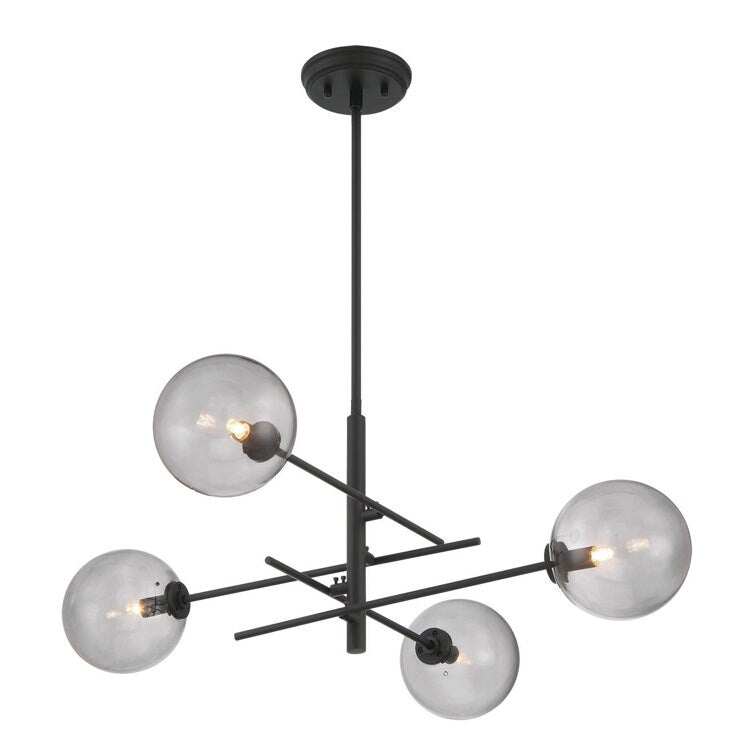 Acroma 4-Light SputnikB Black Modern Chandelier-UL - N/A