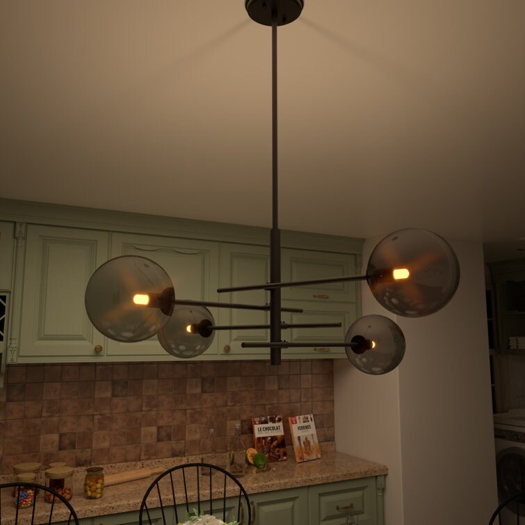 Acroma 4-Light SputnikB Black Modern Chandelier-UL - N/A