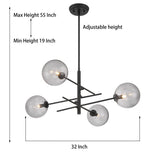Acroma 4-Light SputnikB Black Modern Chandelier-UL - N/A