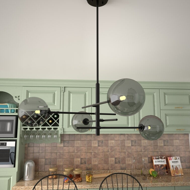 Acroma 4-Light SputnikB Black Modern Chandelier-UL - N/A
