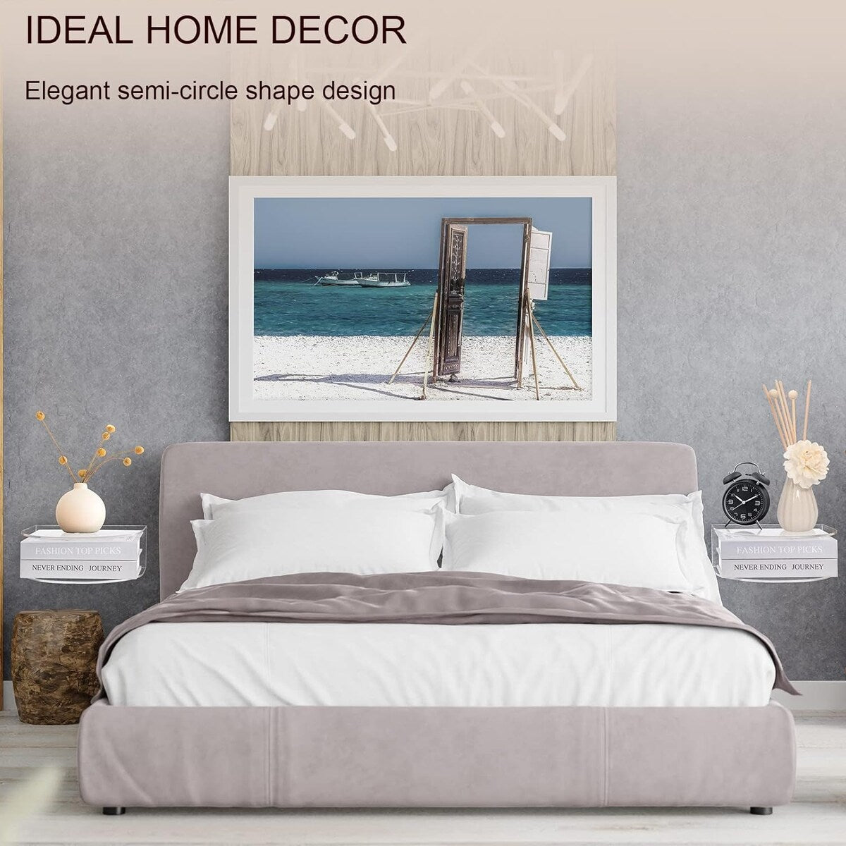 Acrylic Floating Nightstand Set of 2, Wall Mounted Bedside 10"D x 10.5"W x 4"H