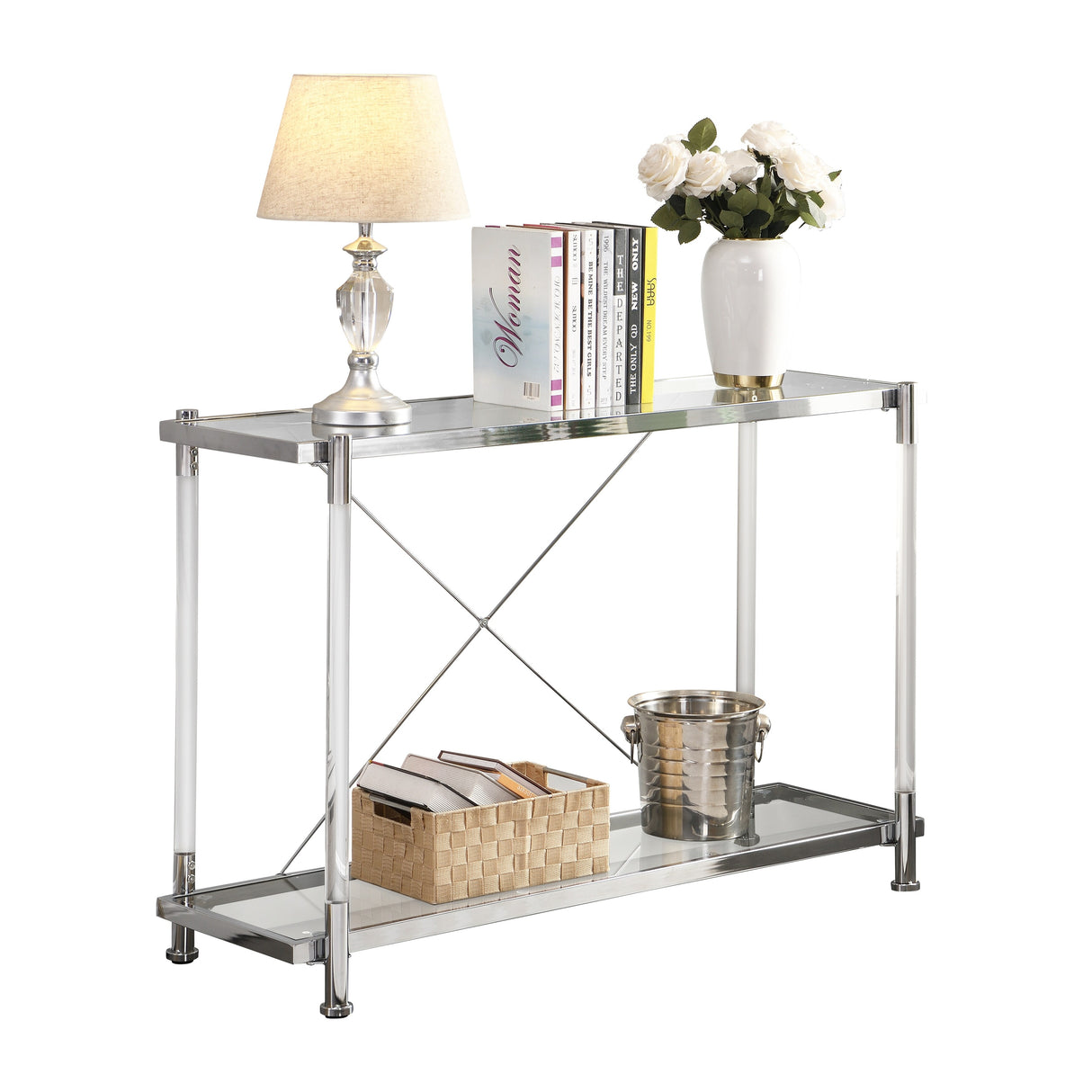 Acrylic Glass Side Table, Console Table for Living Room