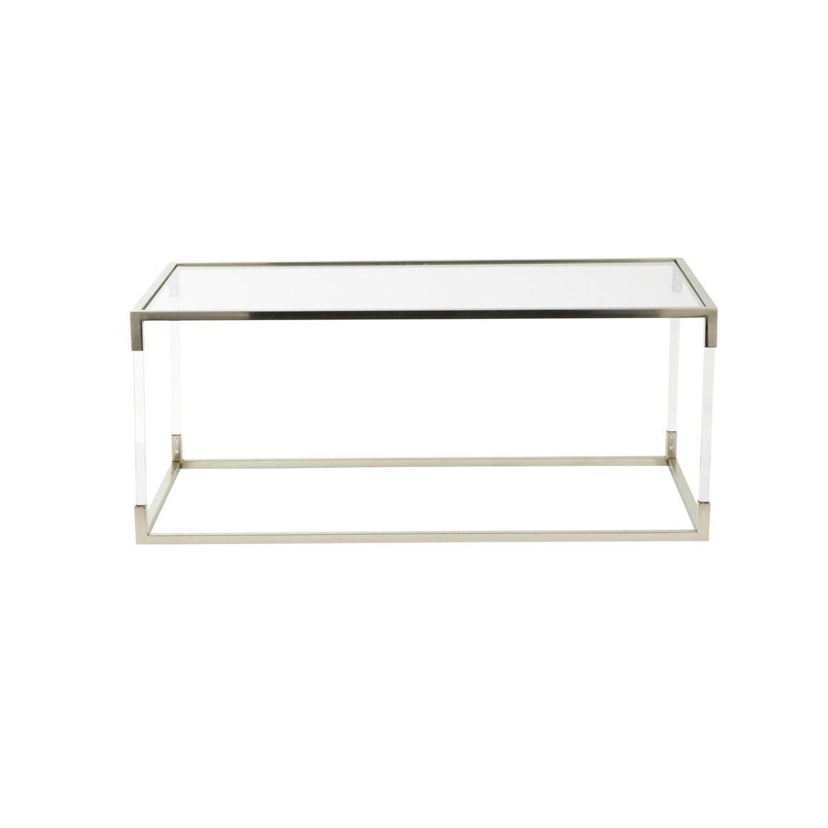 Acrylic Plastic or Metal with Glass Top and Acrylic Legs or Silver Frame Support Coffee Table- Gold or Clear - Roche River Decor