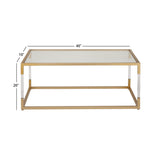 Acrylic Plastic or Metal with Glass Top and Acrylic Legs or Silver Frame Support Coffee Table- Gold or Clear - Roche River Decor
