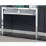 Acrylic Two Drawer Dressing Table with Shimmer Accent On Front, Silver