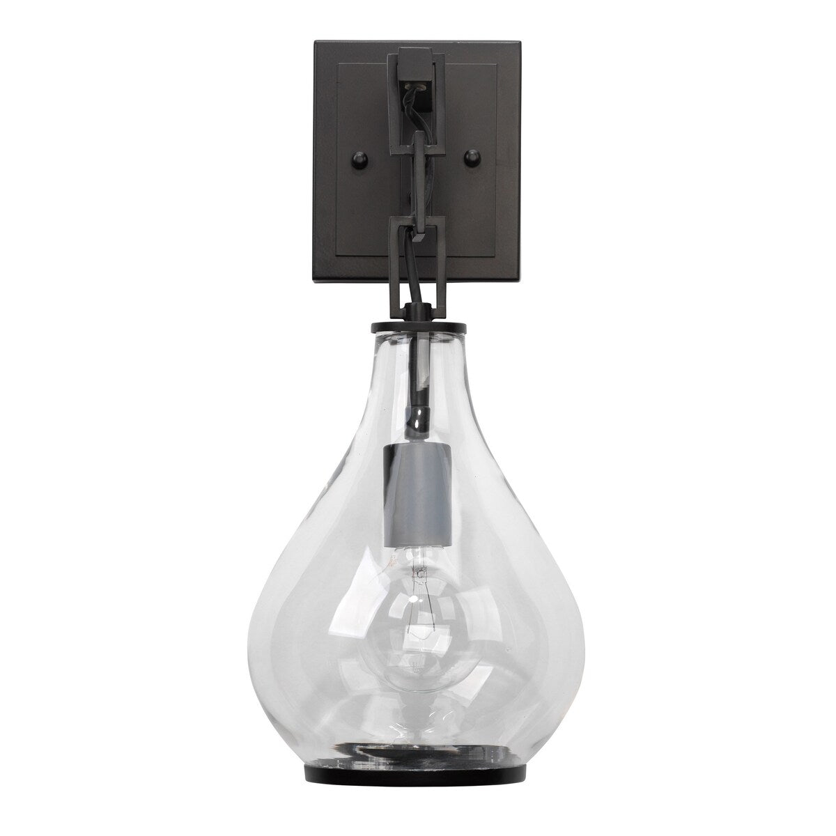 Ada 18 Inch Modern Wall Sconce, Real Blown Glass, 40W Bulb, Black Finish