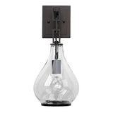 Ada 18 Inch Modern Wall Sconce, Real Blown Glass, 40W Bulb, Black Finish