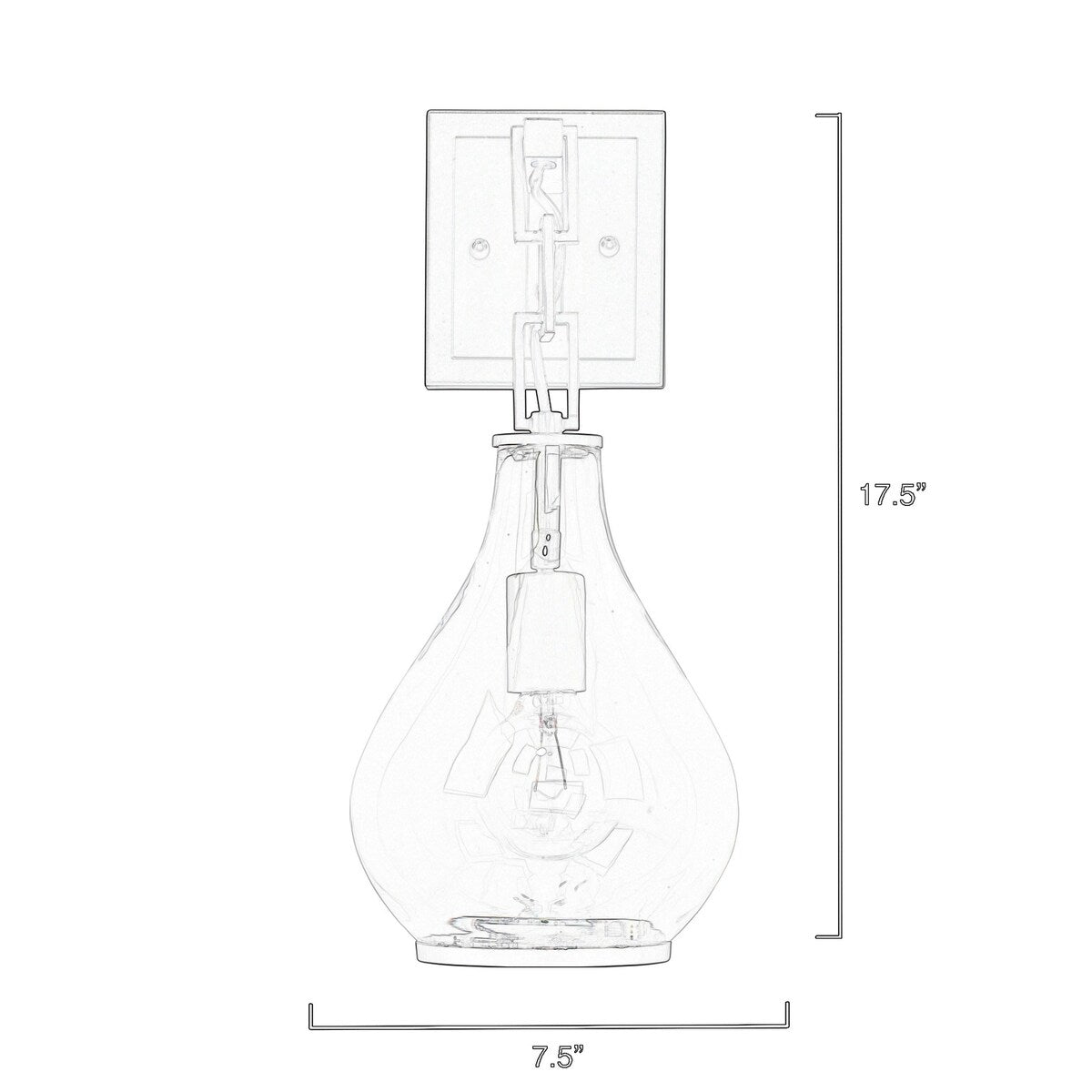 Ada 18 Inch Modern Wall Sconce, Real Blown Glass, 40W Bulb, Black Finish
