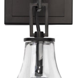 Ada 18 Inch Modern Wall Sconce, Real Blown Glass, 40W Bulb, Black Finish