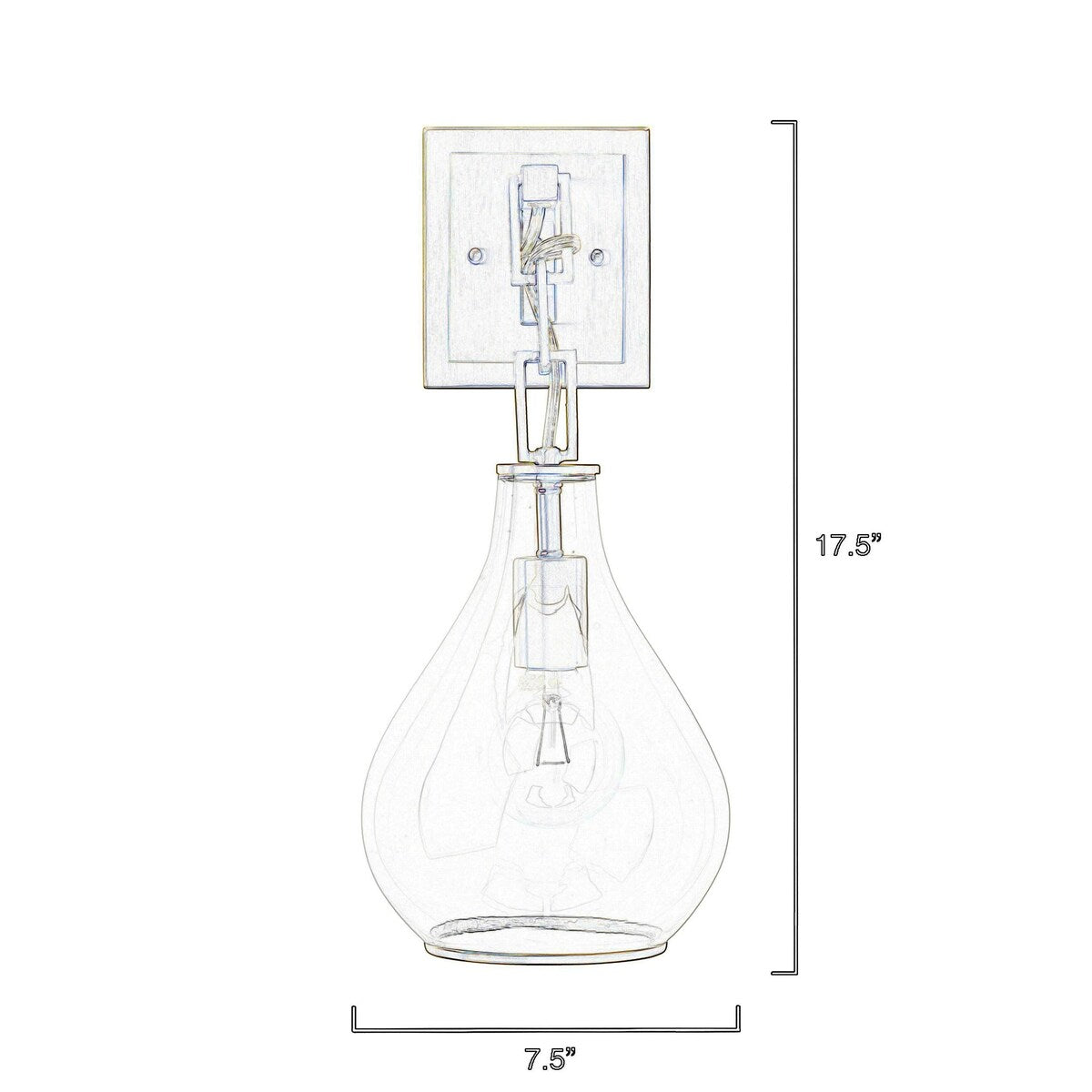 Ada 18 Inch Modern Wall Sconce, Real Blown Glass, 40W Bulb, Brass Finish