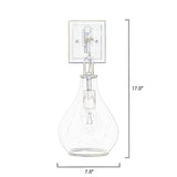 Ada 18 Inch Modern Wall Sconce, Real Blown Glass, 40W Bulb, Brass Finish