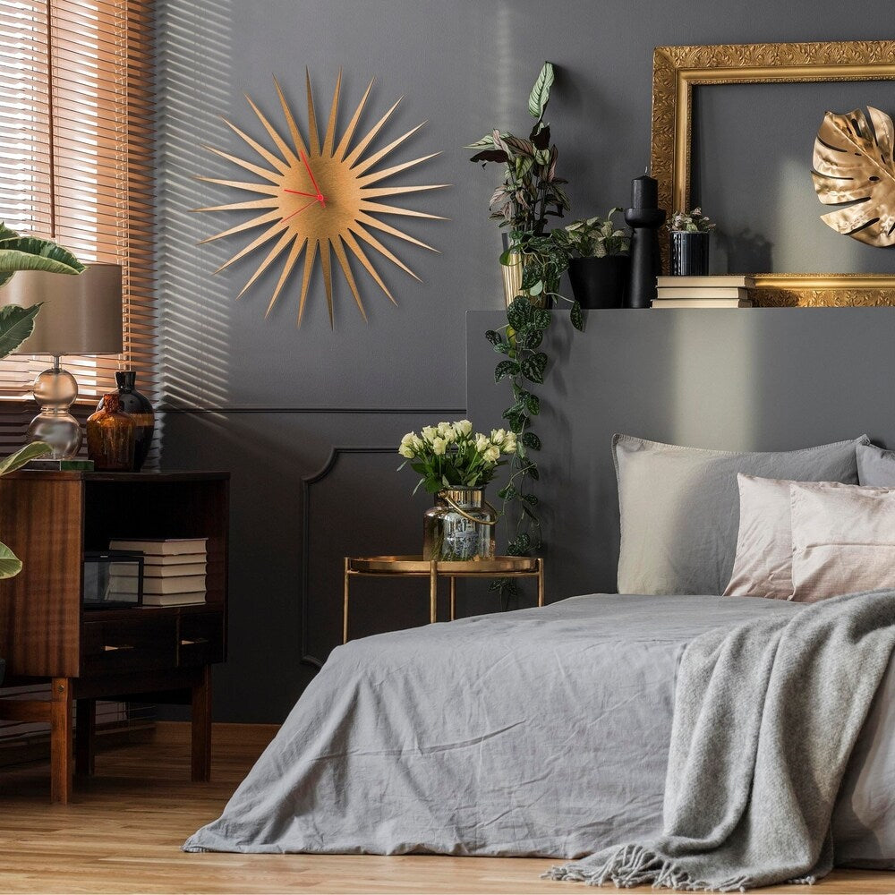 Adam Schwoeppe 'MCM Starburst Clock Bronze' Midcentury Modern Style Wall Clock - N/A