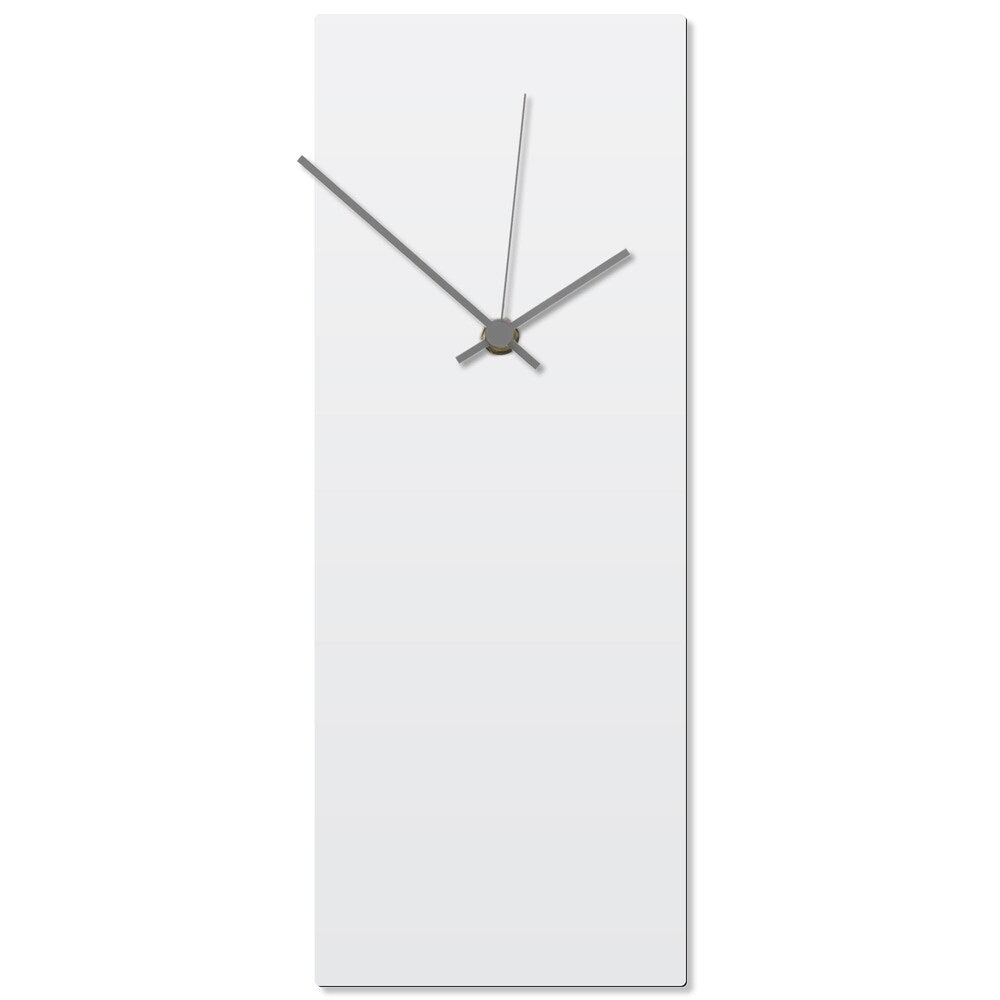 Adam Schwoeppe 'Whiteout Grey Clock' 6in x 16in Contemporary Clock on Aluminum Polymetal