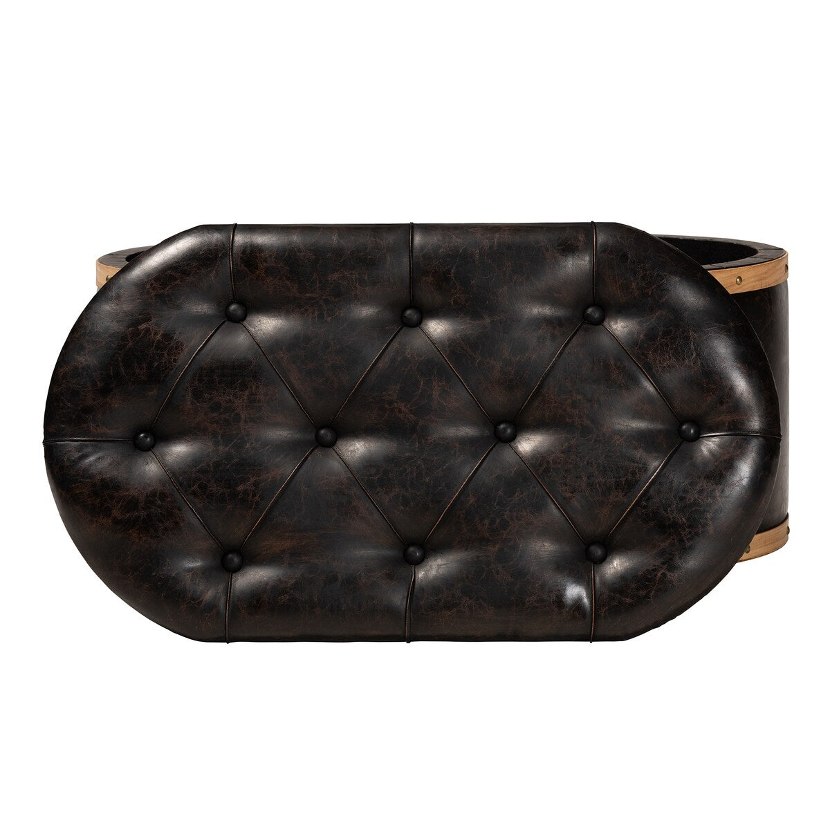 Adana Modern Faux Leather and Wood Storage Ottoman