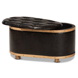 Adana Modern Faux Leather and Wood Storage Ottoman