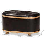 Adana Modern Faux Leather and Wood Storage Ottoman