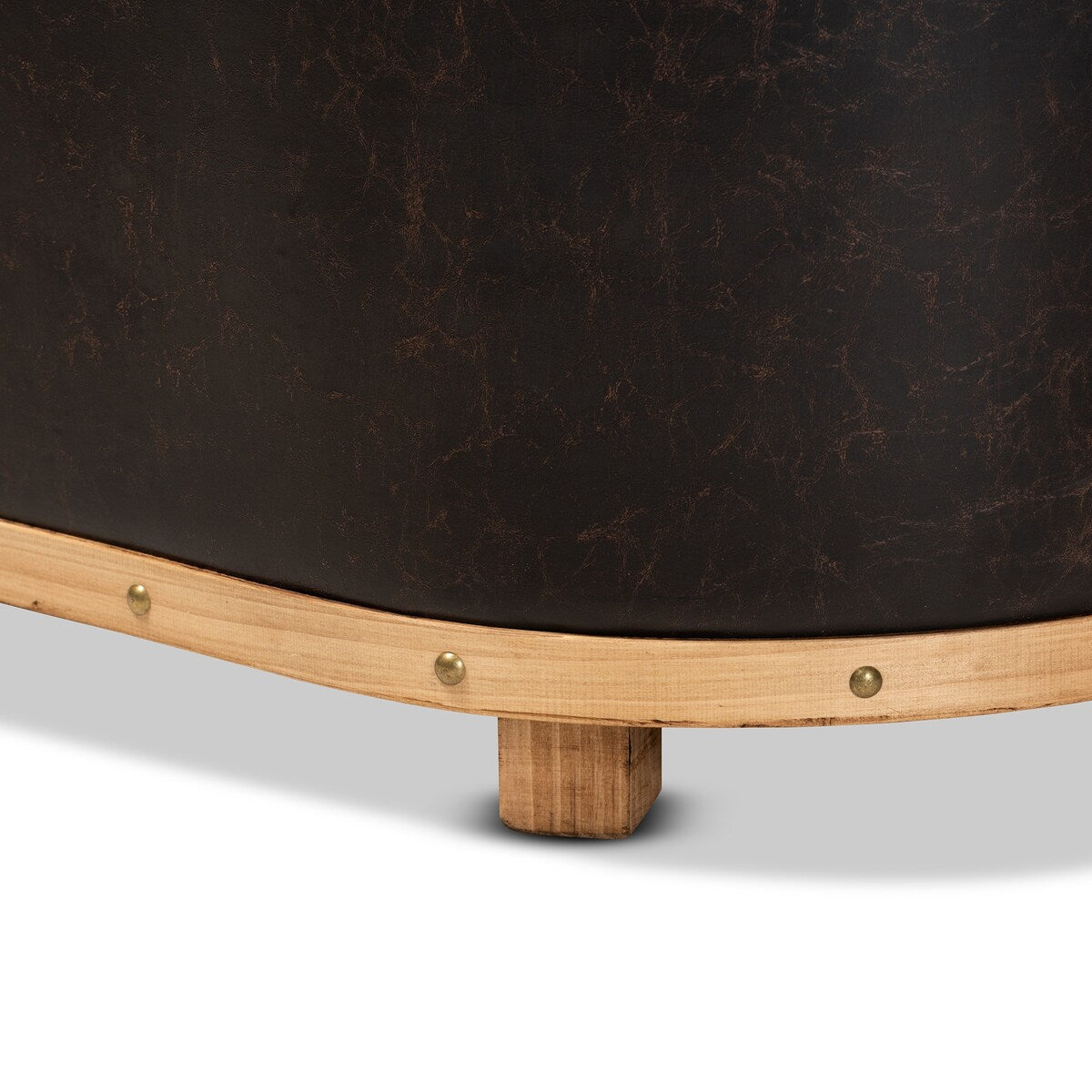 Adana Modern Faux Leather and Wood Storage Ottoman