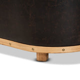 Adana Modern Faux Leather and Wood Storage Ottoman