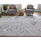 Adana Transitional Metallic Rug, Silver Gray/Ivory, Area Rug