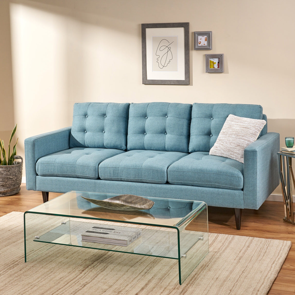 Adderbury Contemporary 3-seat Tufted Fabric Sofa by Christopher Knight Home