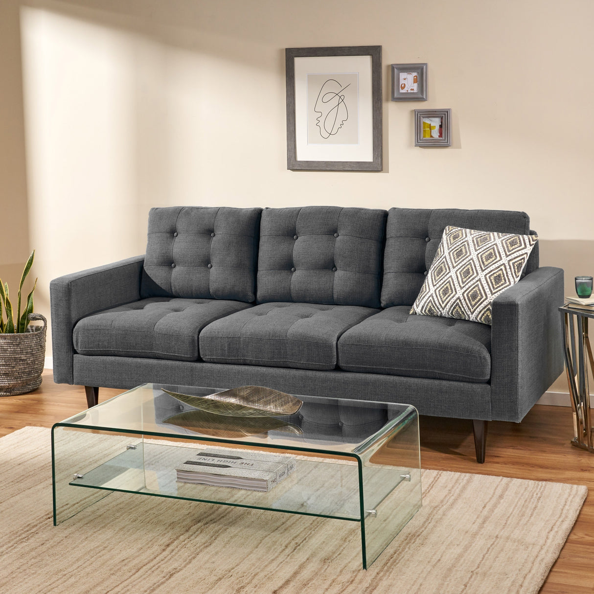 Adderbury Contemporary 3-seat Tufted Fabric Sofa by Christopher Knight Home