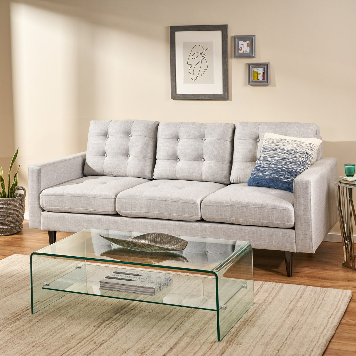 Adderbury Contemporary 3-seat Tufted Fabric Sofa by Christopher Knight Home
