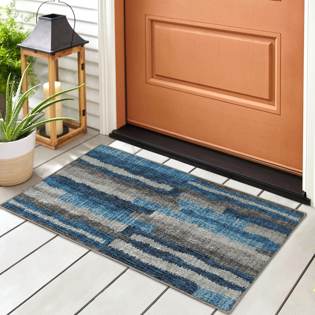 Indoor/ Outdoor Addison Bravado Abstract Striped Washable Area Rug