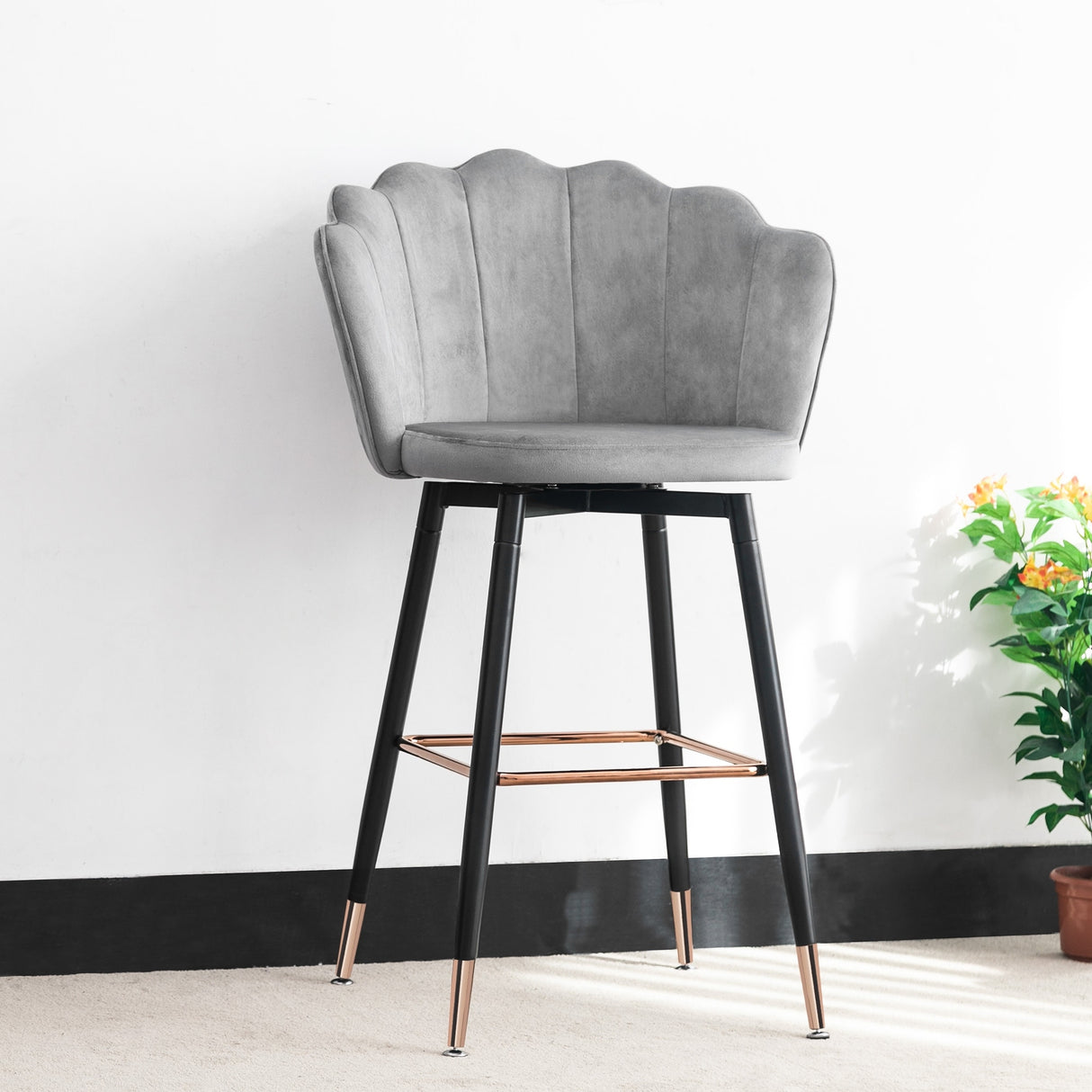 Adeco 42" Height Set of 2 Velvet Bar Stools