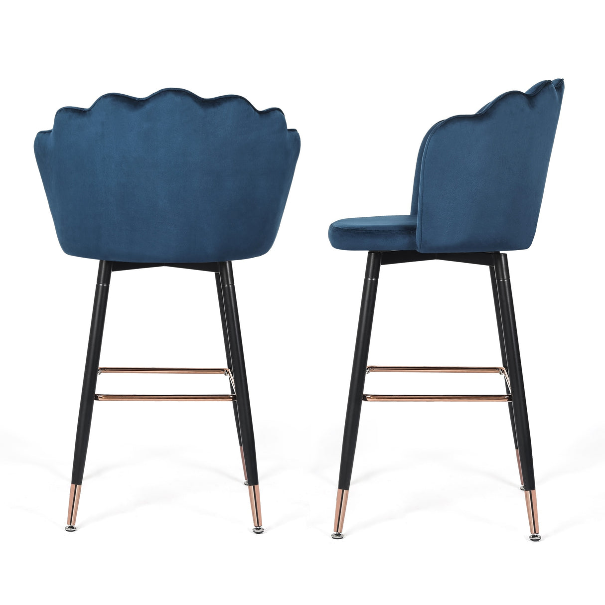 Adeco 42" Height Set of 2 Velvet Bar Stools