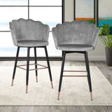 Adeco 42" Height Set of 2 Velvet Bar Stools