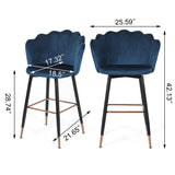 Adeco 42" Height Set of 2 Velvet Bar Stools