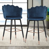 Adeco 42" Height Set of 2 Velvet Bar Stools