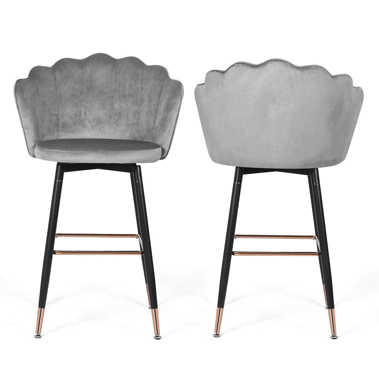 Adeco 42" Height Set of 2 Velvet Bar Stools