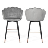 Adeco 42" Height Set of 2 Velvet Bar Stools