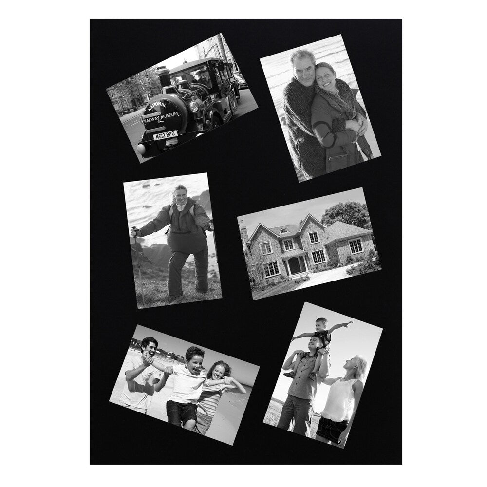 Adeco Decorative Black Rectangular Wall Hanging Collage Slanted 4x6 Photo Frame with 6 Openings
