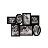 Adeco Black Wood Wall Collage Picture Frame, 7 Openings, Various Sizes