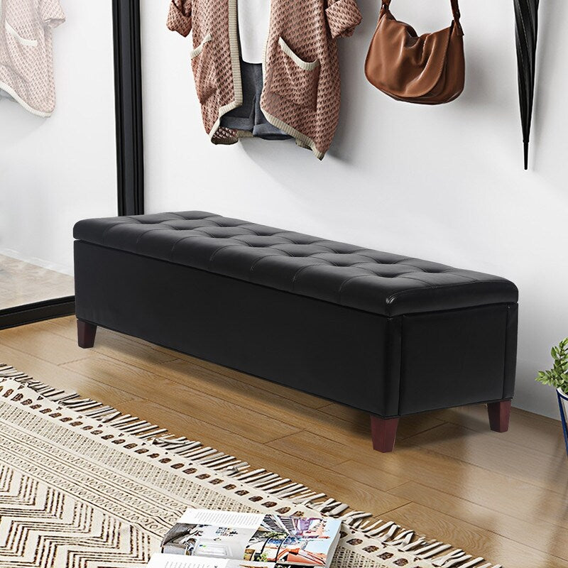 Adeco Contemporary Accent Bench Storage Ottoman Assembly Required