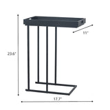 Adeco Side Table Metal Frame End Table with Wood Tray