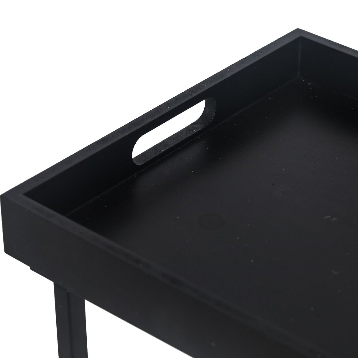 Adeco Side Table Metal Frame End Table with Wood Tray