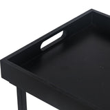 Adeco Side Table Metal Frame End Table with Wood Tray