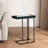 Adeco Side Table Metal Frame End Table with Wood Tray
