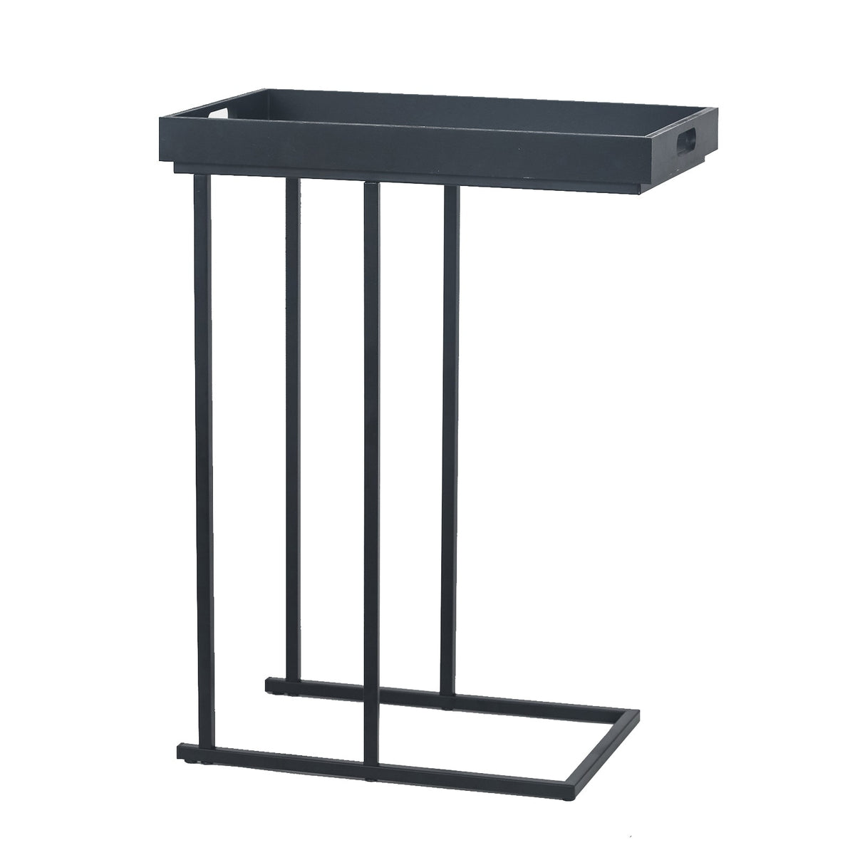 Adeco Side Table Metal Frame End Table with Wood Tray