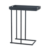 Adeco Side Table Metal Frame End Table with Wood Tray